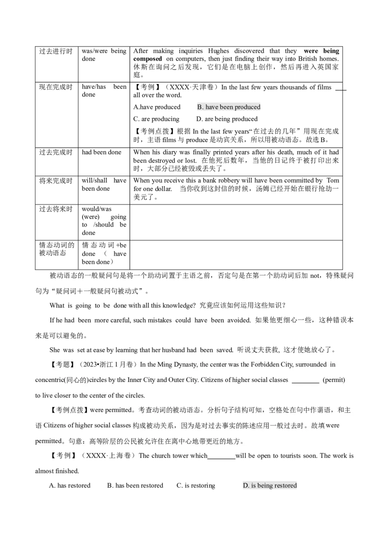 高考英语语法词汇专项突破：07被动语态全解读+巩固训练_3.2025英语总复习_2024年新高考资料_3.2024专项复习_2024年高考英语语法词汇专项突破3139734