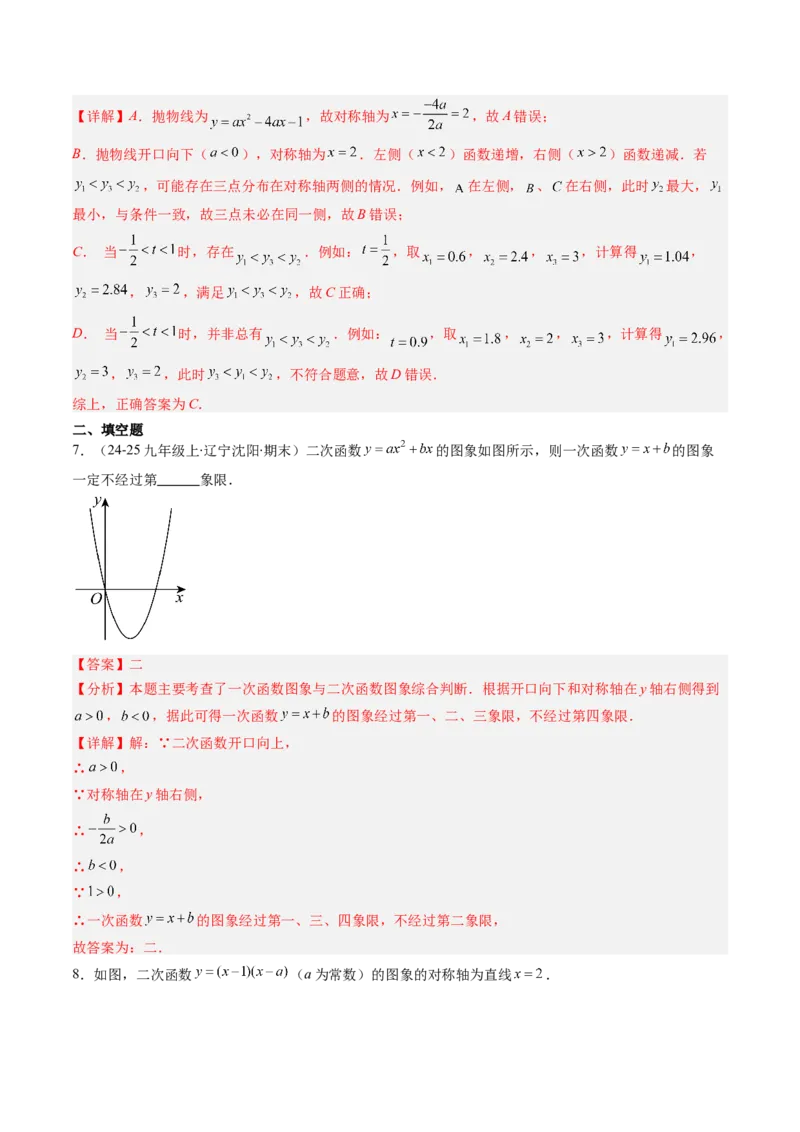 专题02二次函数图象和性质与系数的问题（专项训练）（教师版）_初中数学_九年级数学上册（人教版）_知识点汇总-U105_2026版
