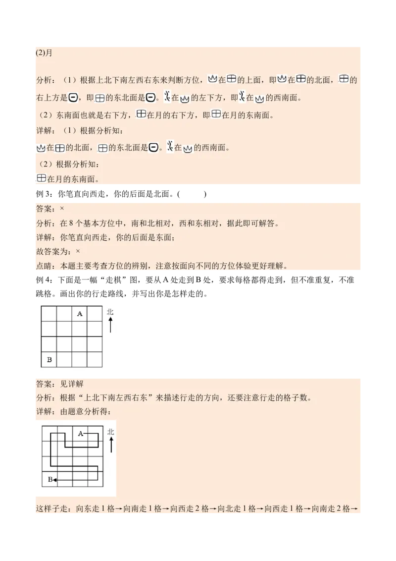 3.1认识东、南、西、北（学霸课堂笔记）（苏教版）_二年级数学下册（苏教版）_第四套_母题专项练习-K36_2024版