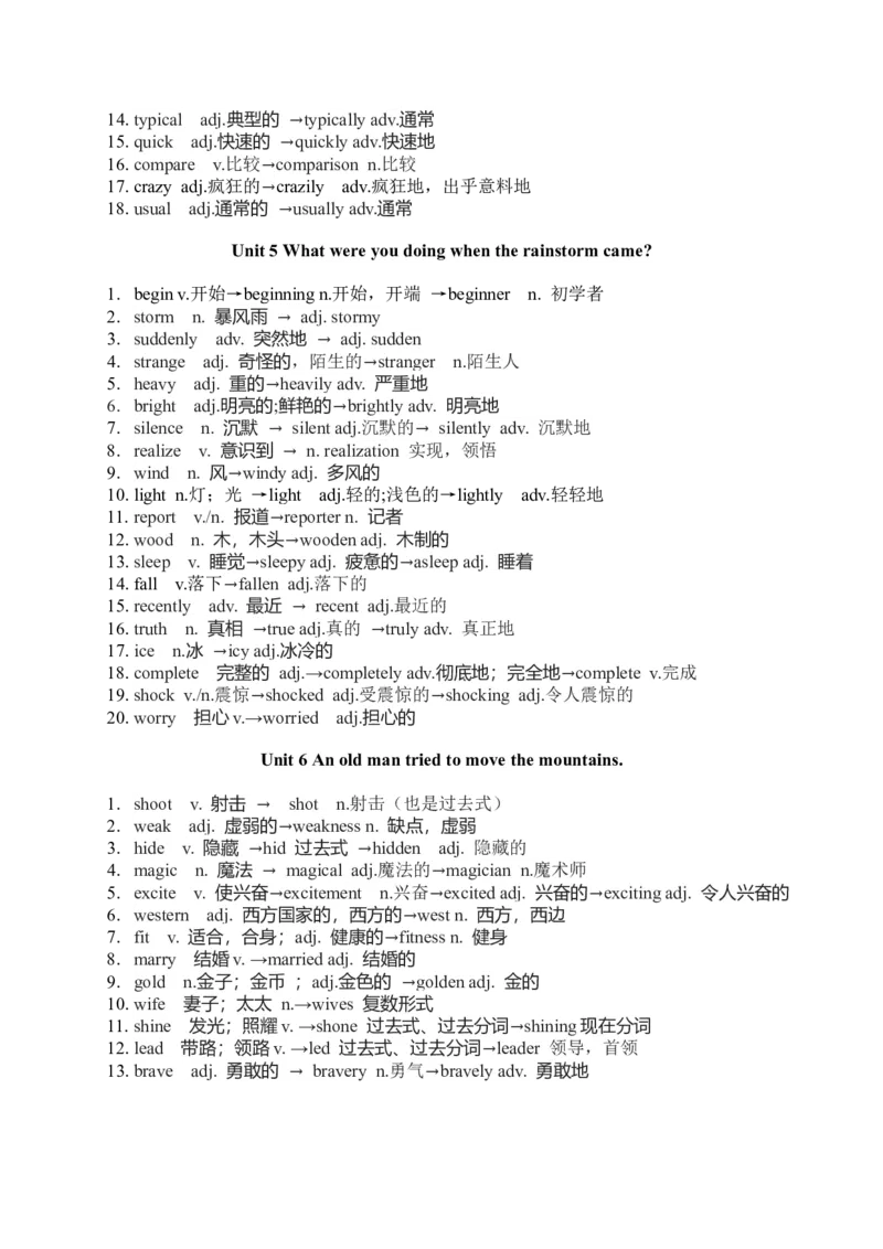 人教英语八年级下册单词词性转换背诵版_新人教八下资料包_00、更新资料3月16日_单词专项