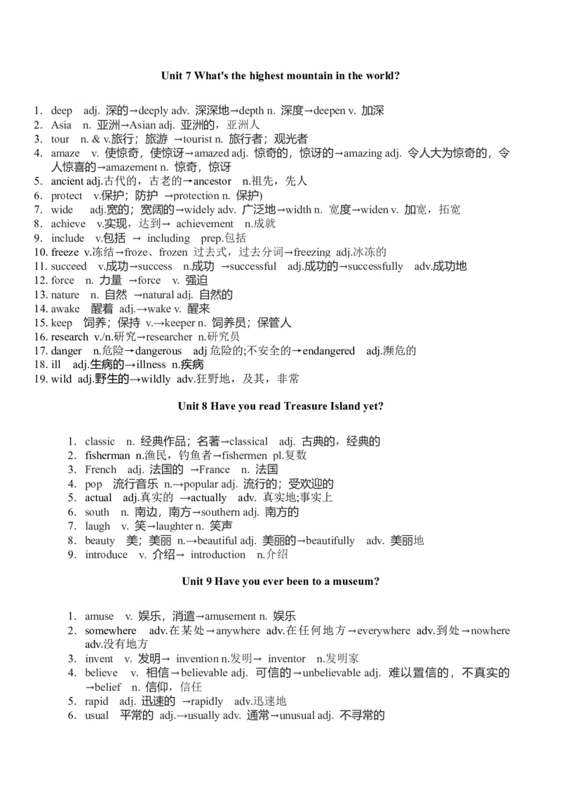 人教英语八年级下册单词词性转换背诵版_新人教八下资料包_00、更新资料3月16日_单词专项