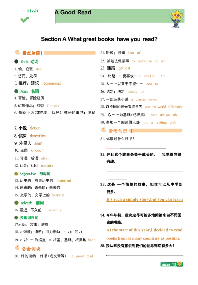 重点单词短语句型背诵本_新人教八下资料包_27重点单词短语句型背诵本（全册）