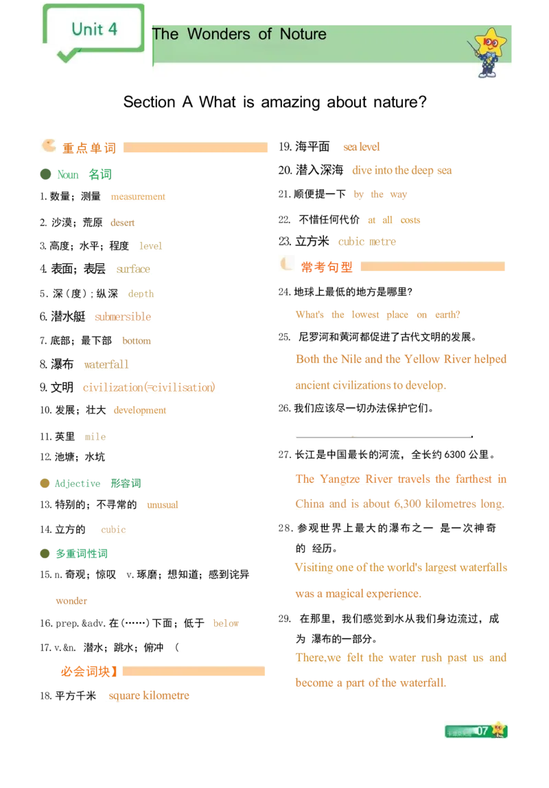 重点单词短语句型背诵本_新人教八下资料包_27重点单词短语句型背诵本（全册）