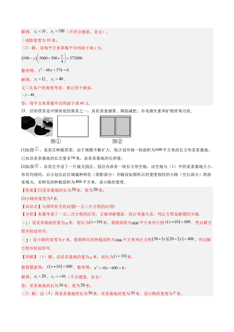 专题03实际问题与一元二次方程（专项训练）（教师版）_初中数学_九年级数学上册（人教版）_知识点汇总-U105_2026版
