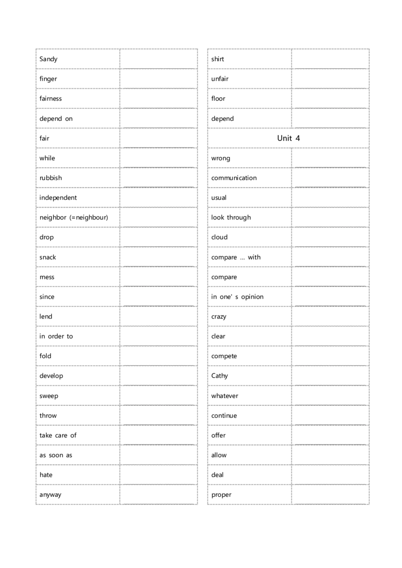 八年级下册单词英汉互译默写-乱序24页_新人教八下资料包_00、更新资料3月16日_单词专项