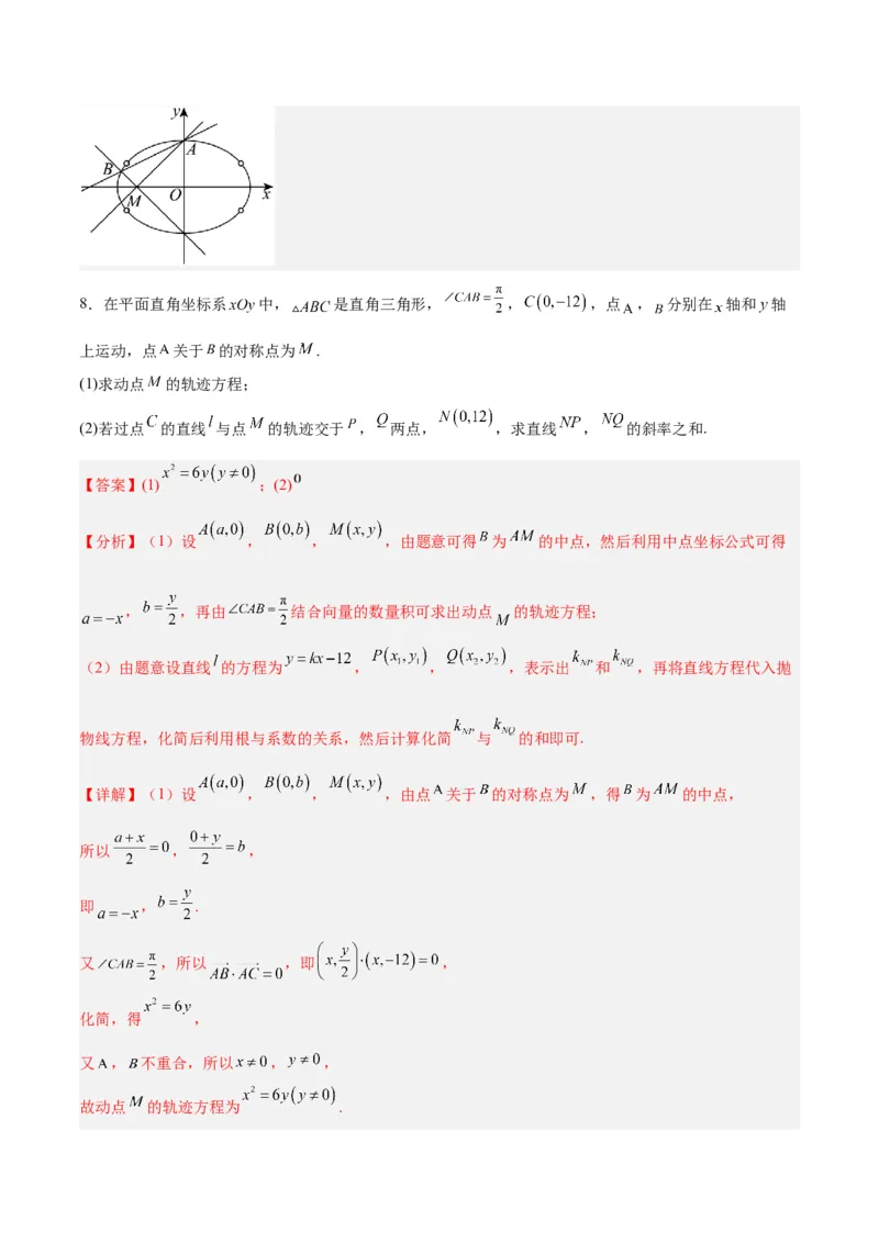 微考点6-6圆锥曲线中斜率和积与韦达定理的应用（解析版）_2.2025数学总复习_2024年新高考资料_2.2024二轮复习_高频考点解密2024年高考数学二轮复习高频考点追踪与预测（新高考专用）
