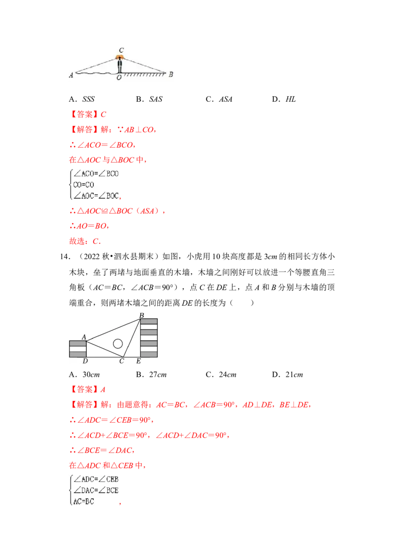 专题03全等三角形的综合应用（五大类型）（题型专练）（教师版）_初中数学_八年级数学上册（人教版）_知识解读与题型专练-V14_2024版