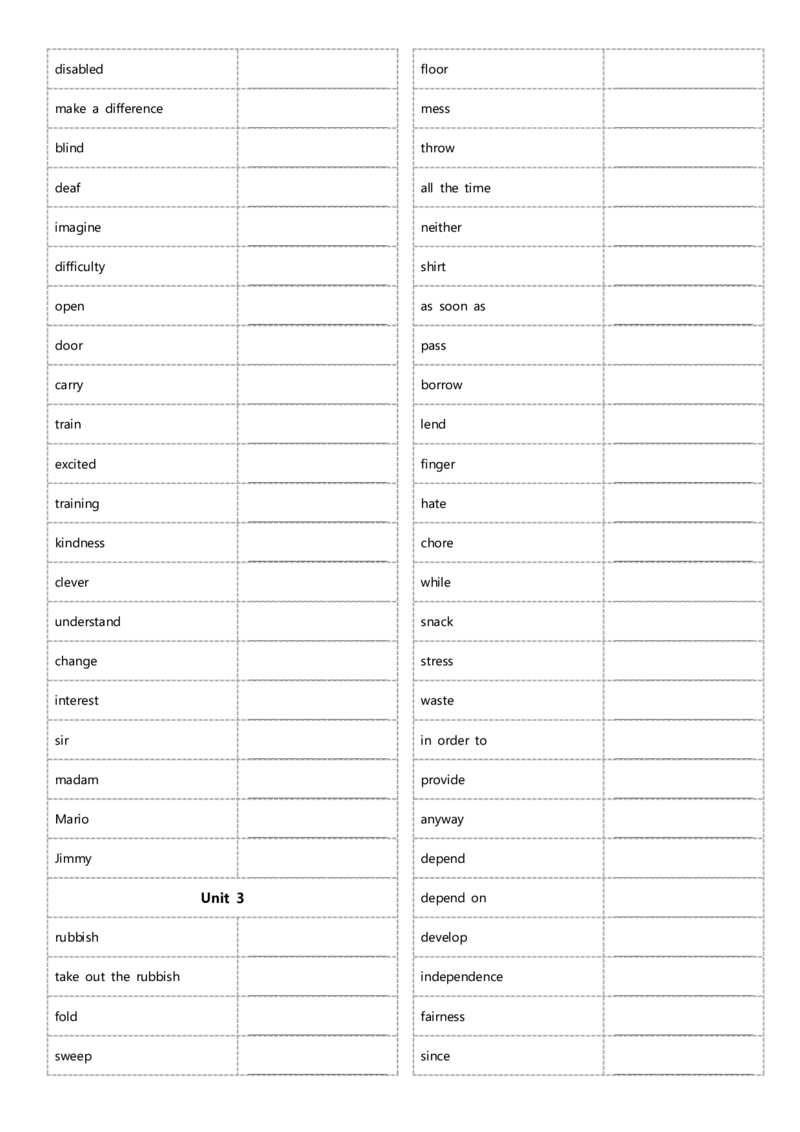 八年级下册单词英汉互译默写-正序21页_新人教八下资料包_00、更新资料3月16日_单词专项