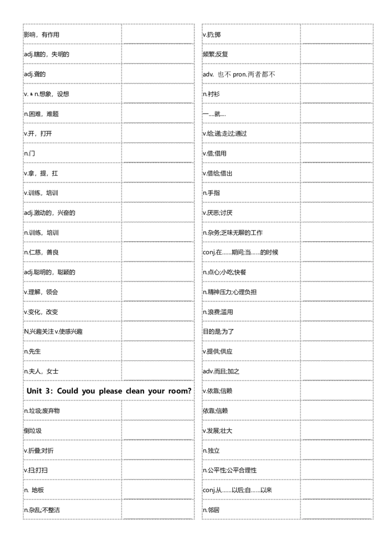 八年级下册单词英汉互译默写-正序21页_新人教八下资料包_00、更新资料3月16日_单词专项