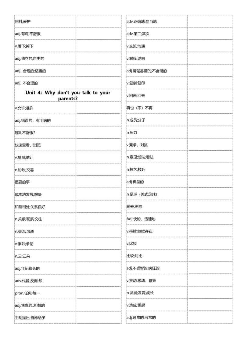 八年级下册单词英汉互译默写-正序21页_新人教八下资料包_00、更新资料3月16日_单词专项