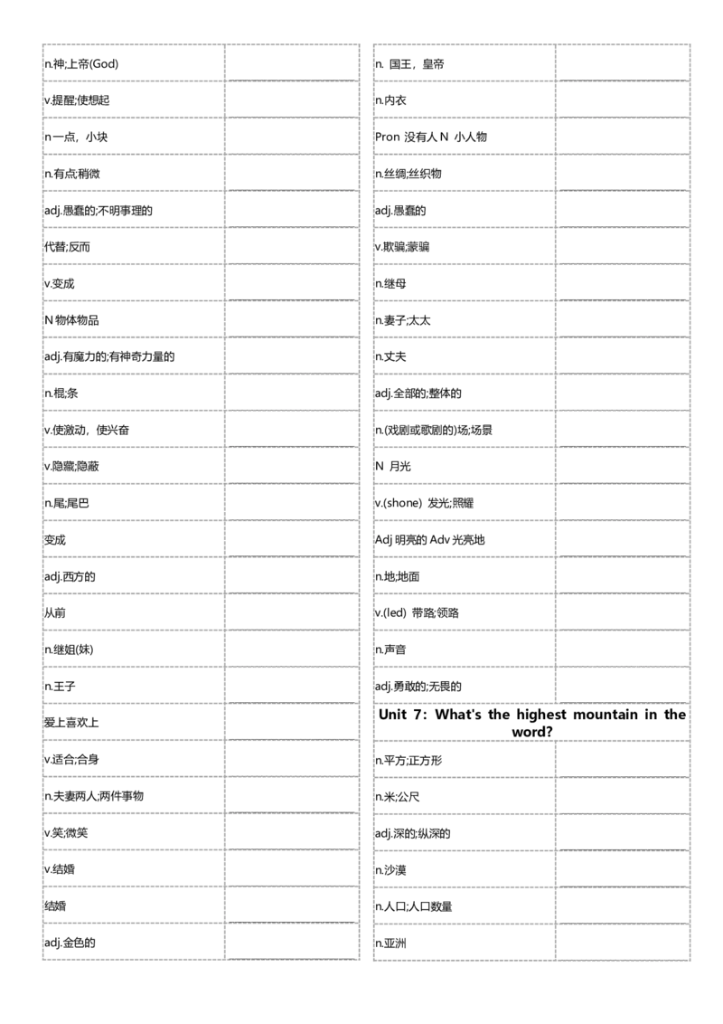 八年级下册单词英汉互译默写-正序21页_新人教八下资料包_00、更新资料3月16日_单词专项