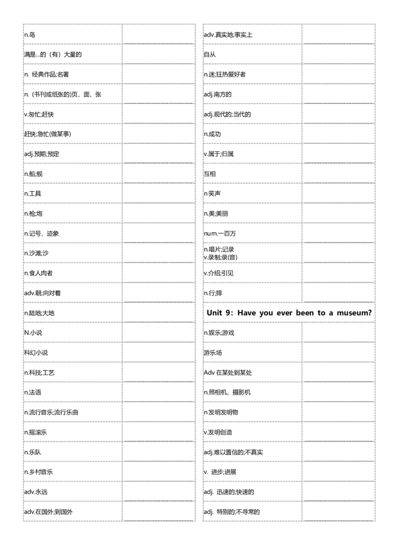 八年级下册单词英汉互译默写-正序21页_新人教八下资料包_00、更新资料3月16日_单词专项