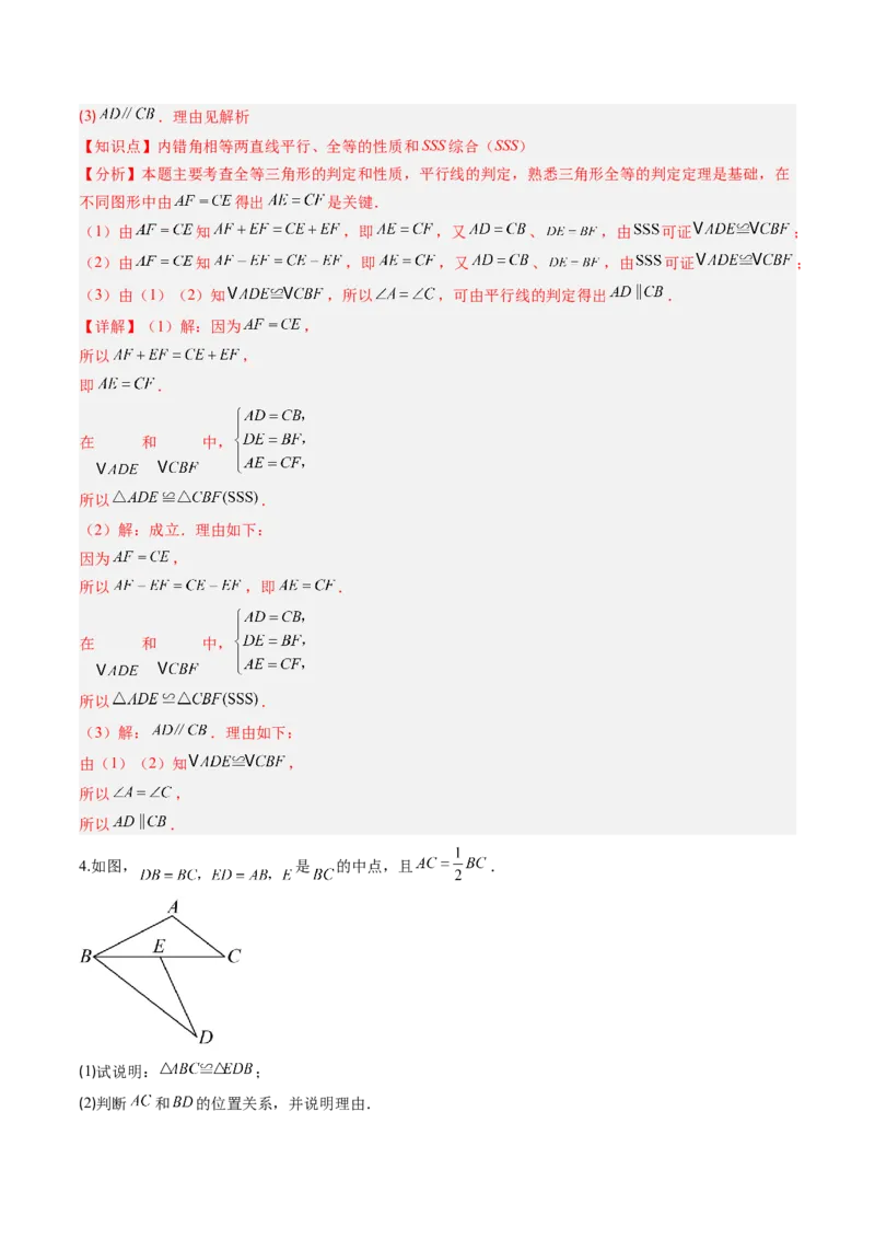 专题04三角形全等的基本判定方法（专项训练）（解析版）_初中数学_八年级数学上册（人教版）_专项训练