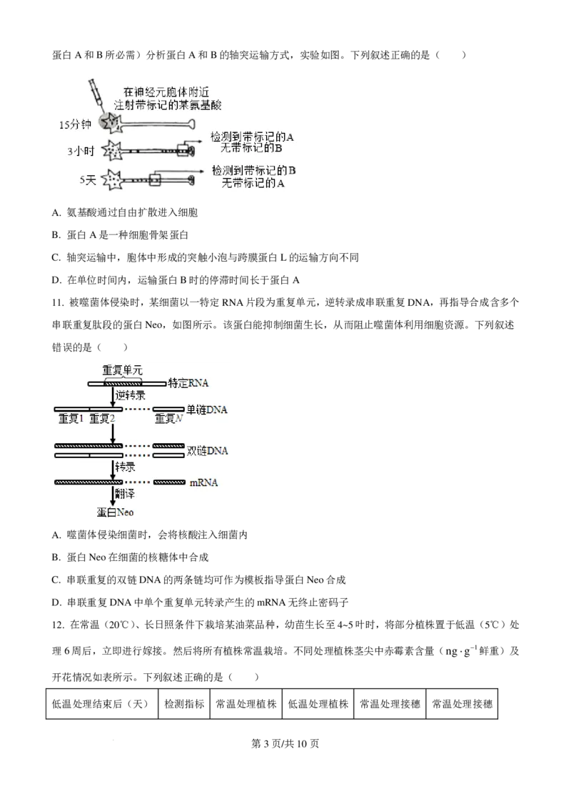 2025高考湖南卷生物真题_2025年全国各省市全科高考真题及答案_版本一（先看这个版本，版本二补充）_湖南卷（完结）_生物