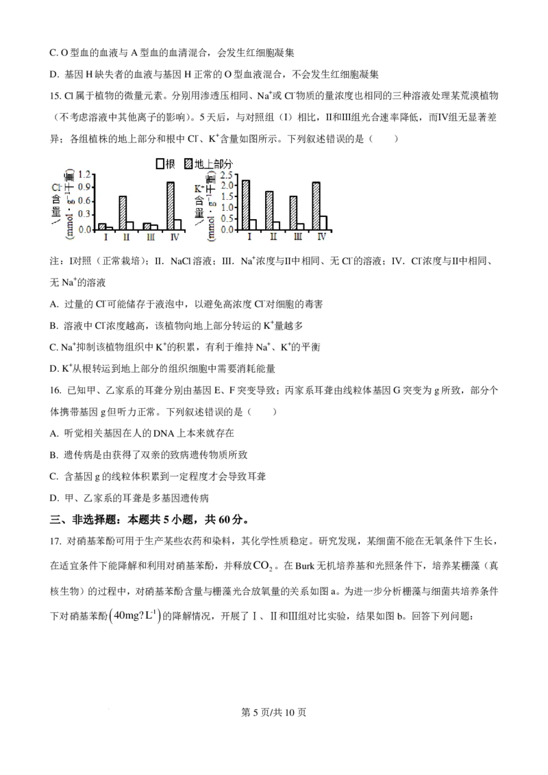 2025高考湖南卷生物真题_2025年全国各省市全科高考真题及答案_版本一（先看这个版本，版本二补充）_湖南卷（完结）_生物