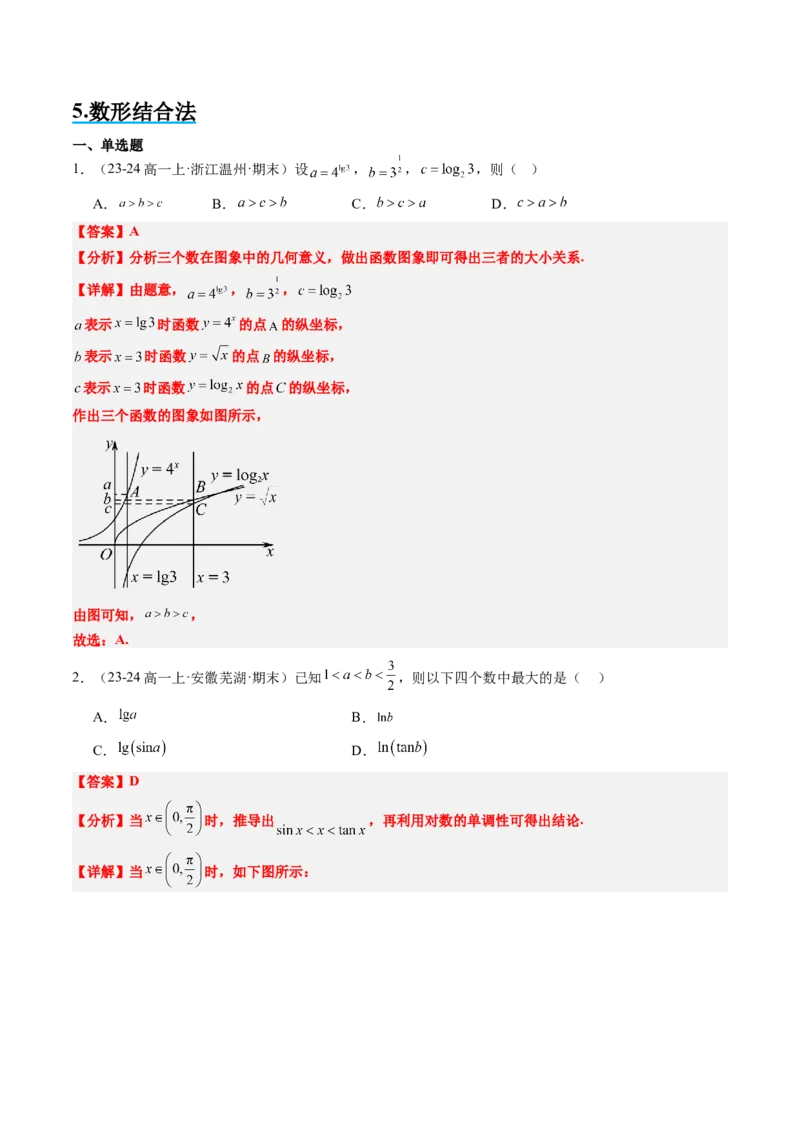 思维拓展04指对幂值的比较大小的常见七大类型（精讲+精练）-2025年高考数学一轮复习讲义及高频考点归纳与方法总结（新高考通用）解析版_2.2025数学总复习_2025年新高考资料_一轮复习
