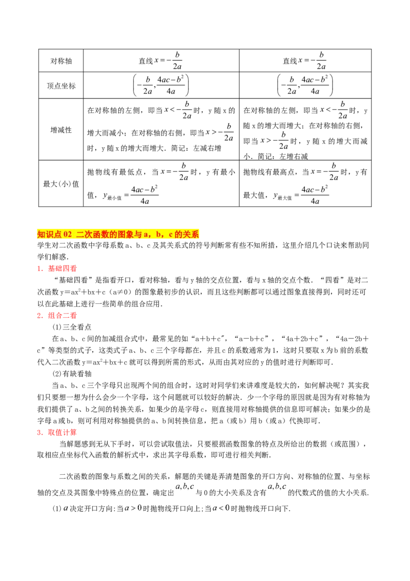 专题02二次函数的图象与性质重难点题型专训（15大题型+20道拓展培优）（学生版）_初中数学_九年级数学上册（人教版）_重难点专题提升-V7_2025版