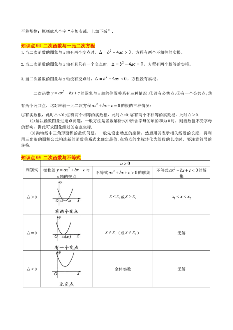 专题02二次函数的图象与性质重难点题型专训（15大题型+20道拓展培优）（学生版）_初中数学_九年级数学上册（人教版）_重难点专题提升-V7_2025版