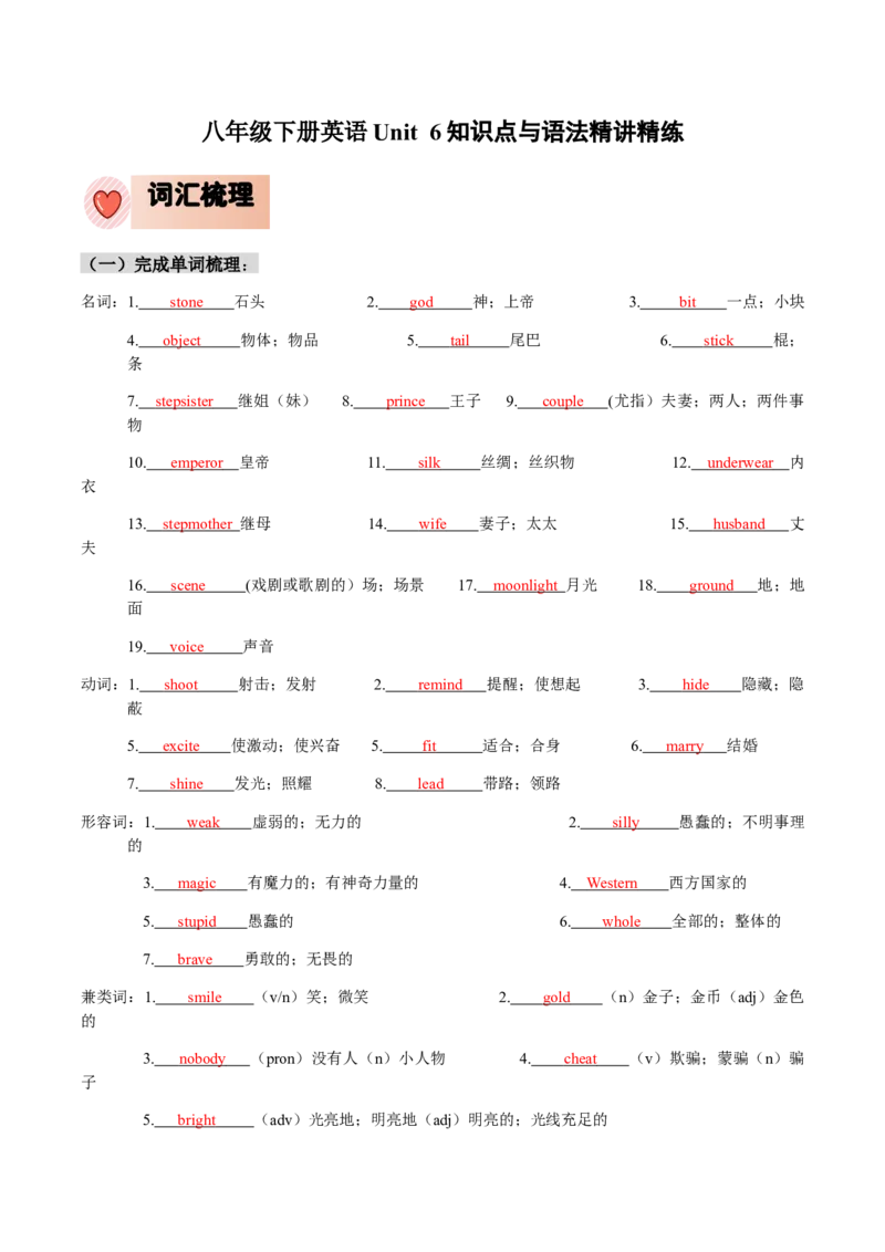 人教版八年级下册英语Unit6单元知识点讲义（教师版）_新人教八下资料包_35赠送其它_八年级英语下册（人教版）_单元知识点讲义-V17_教师版（含答案）