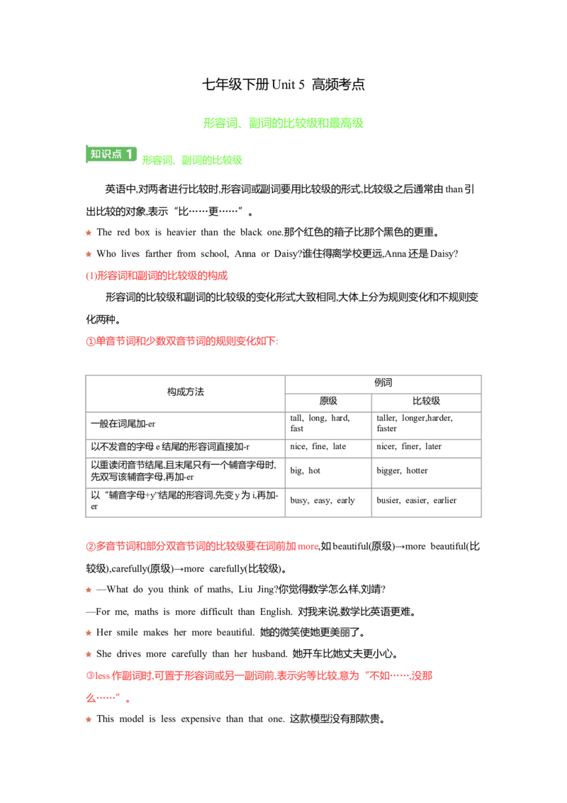 Unit5高频考点_七下外研版2026英语_2026春修订版_07高频考点（全）