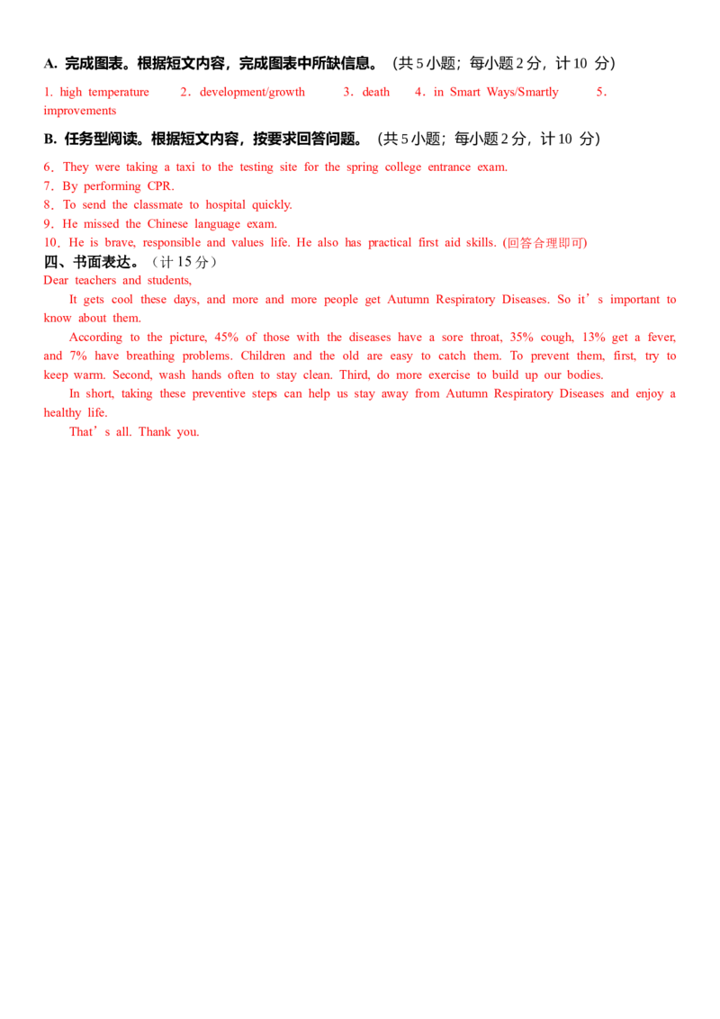 八年级Unit2单元自测&middot;成都市专用（参考答案）_新人教八下资料包_00、更新资料3月16日_单元测试(4)_新课标资料（看这里面）_Unit2StayHealthy（单元自测&middot;成都专用）