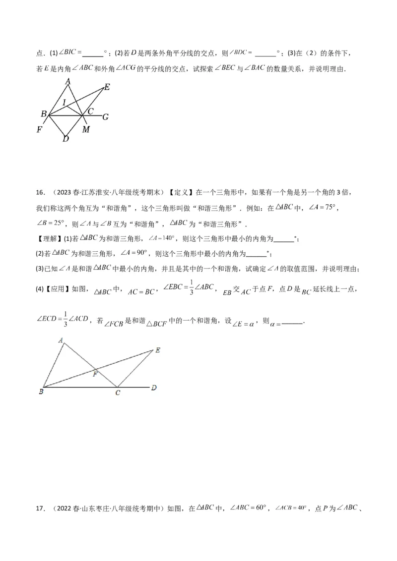专题02三角形中的倒角模型之双角平分线模型解读与提分精练（人教版）（学生版）_初中数学_八年级数学上册（人教版）_常见几何模型全归纳-V13_2025版