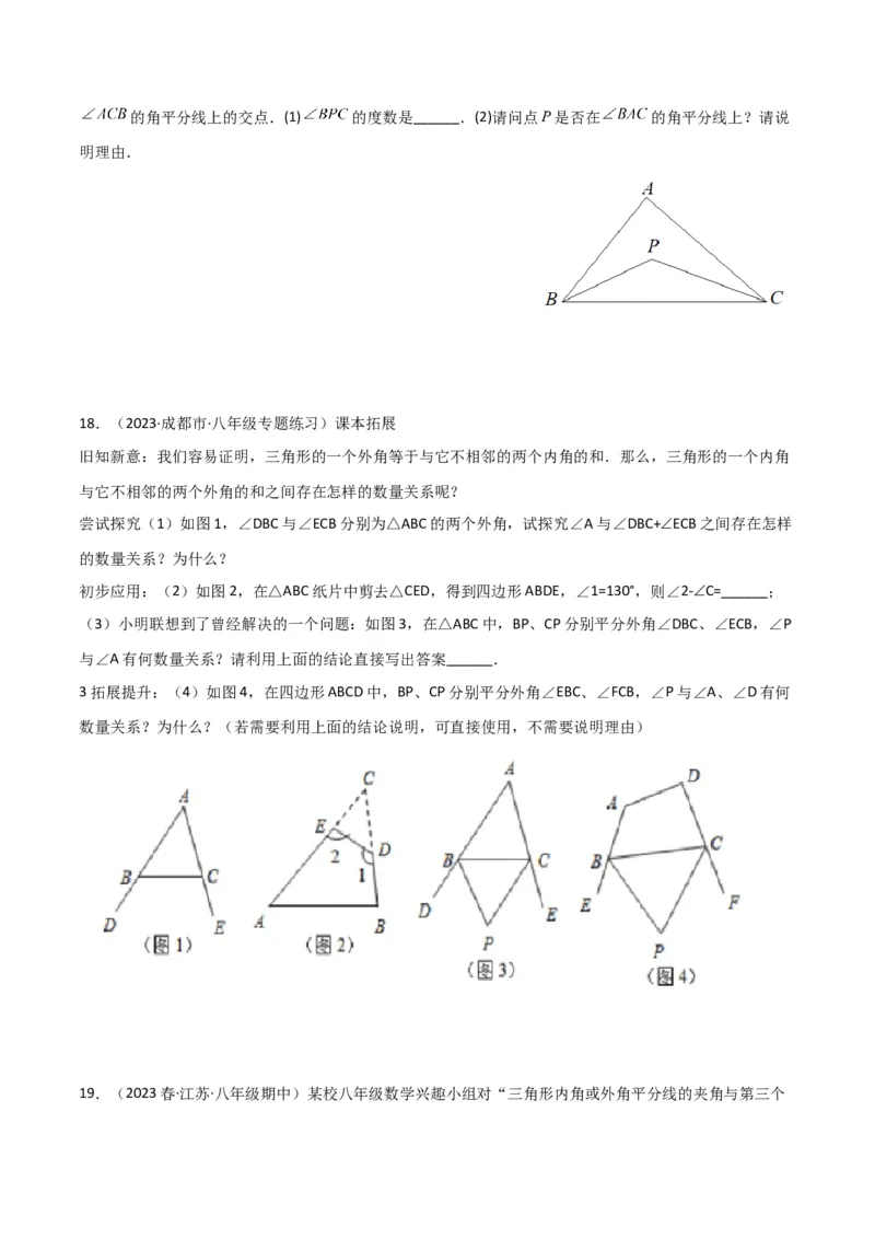 专题02三角形中的倒角模型之双角平分线模型解读与提分精练（人教版）（学生版）_初中数学_八年级数学上册（人教版）_常见几何模型全归纳-V13_2025版