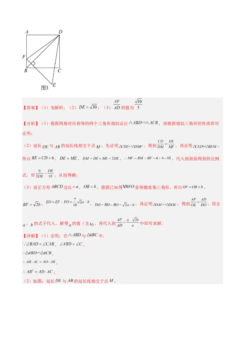 专题02相似三角形重要模型之母子型（共边共角模型）模型解读与提分精练（人教版）（教师版）_初中数学_九年级数学下册（人教版）_常见几何模型全归纳-V13_2025版
