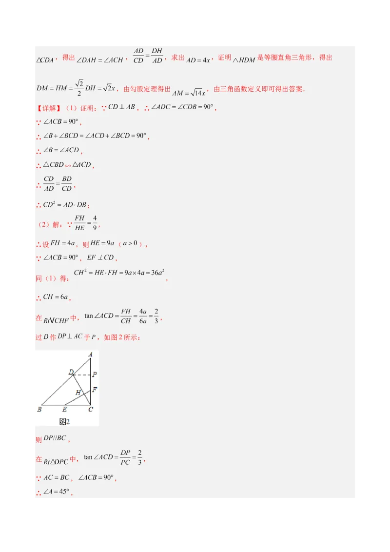 专题02相似三角形重要模型之母子型（共边共角模型）模型解读与提分精练（人教版）（教师版）_初中数学_九年级数学下册（人教版）_常见几何模型全归纳-V13_2025版