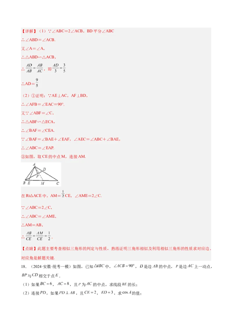 专题02相似三角形重要模型之母子型（共边共角模型）模型解读与提分精练（人教版）（教师版）_初中数学_九年级数学下册（人教版）_常见几何模型全归纳-V13_2025版