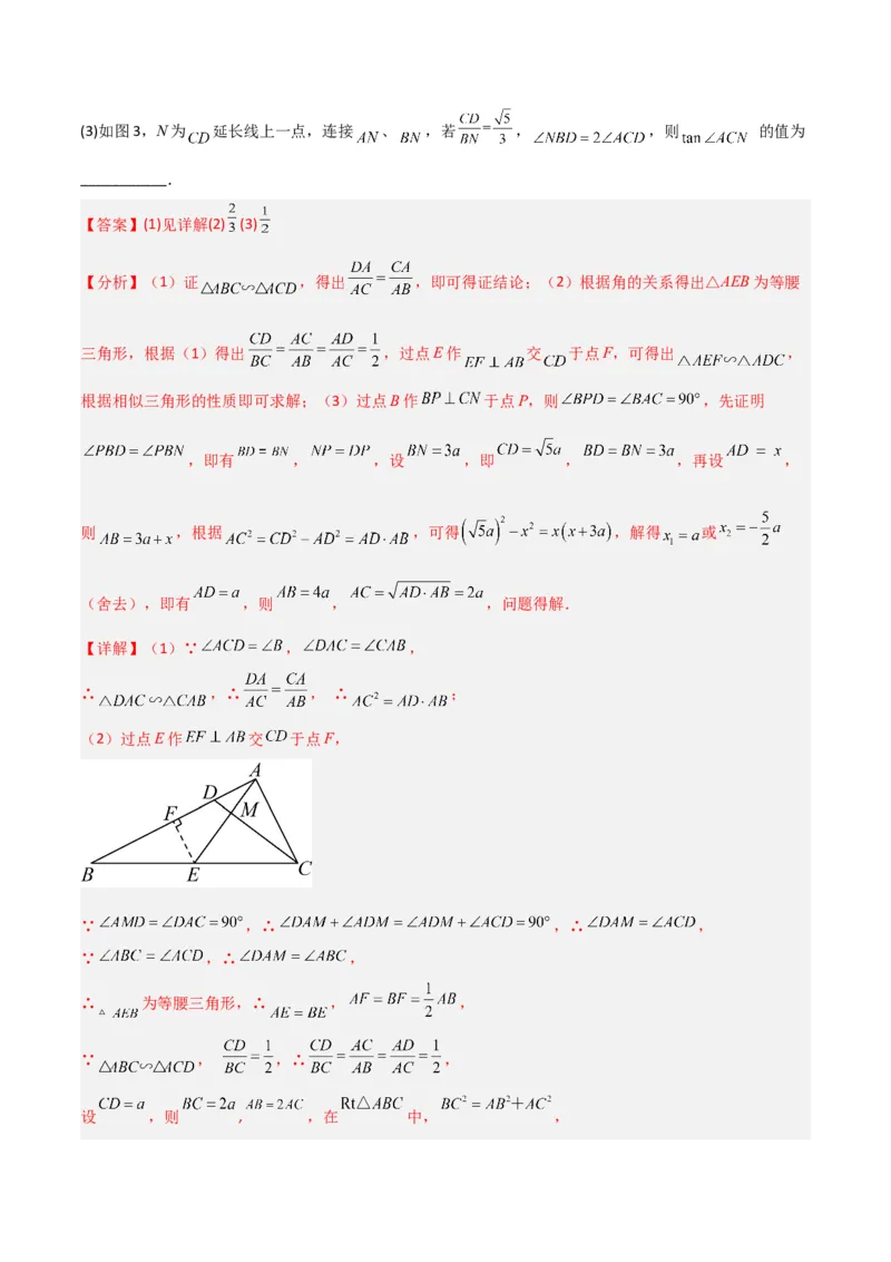 专题02相似三角形重要模型-母子型（共边共角模型）（教师版）_初中数学_九年级数学下册（人教版）_常见几何模型全归纳-V13_2024版