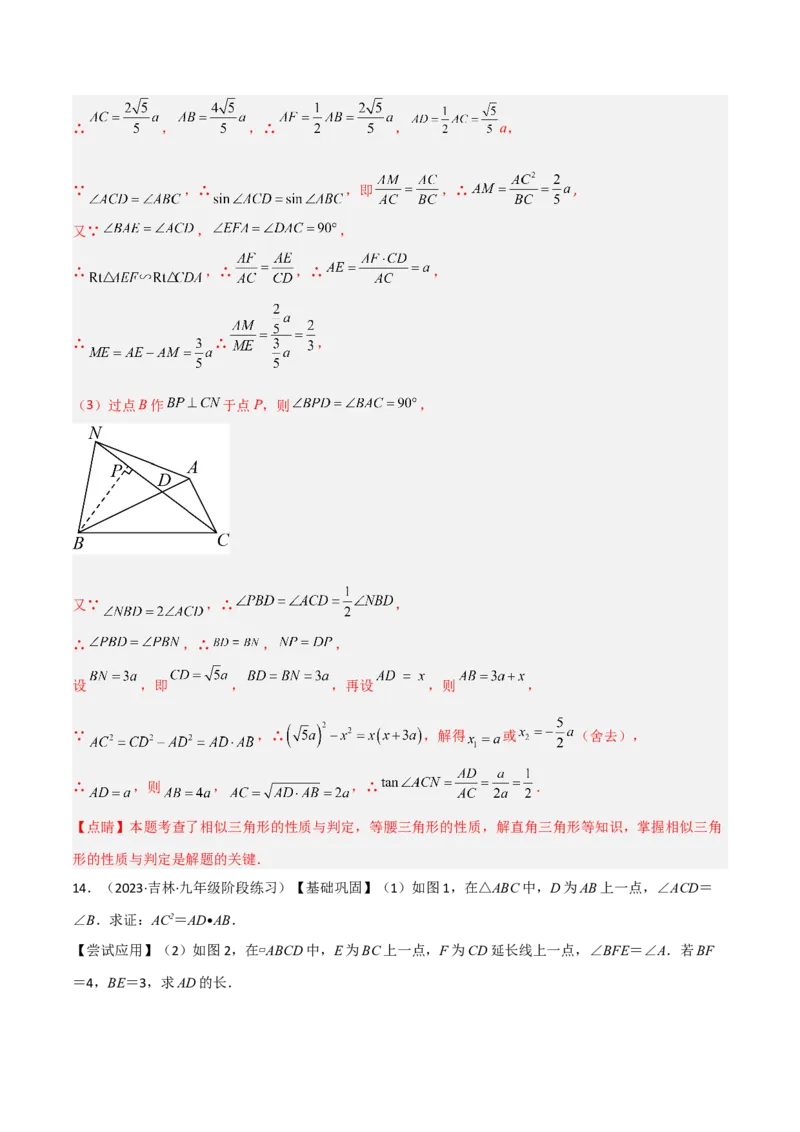 专题02相似三角形重要模型-母子型（共边共角模型）（教师版）_初中数学_九年级数学下册（人教版）_常见几何模型全归纳-V13_2024版