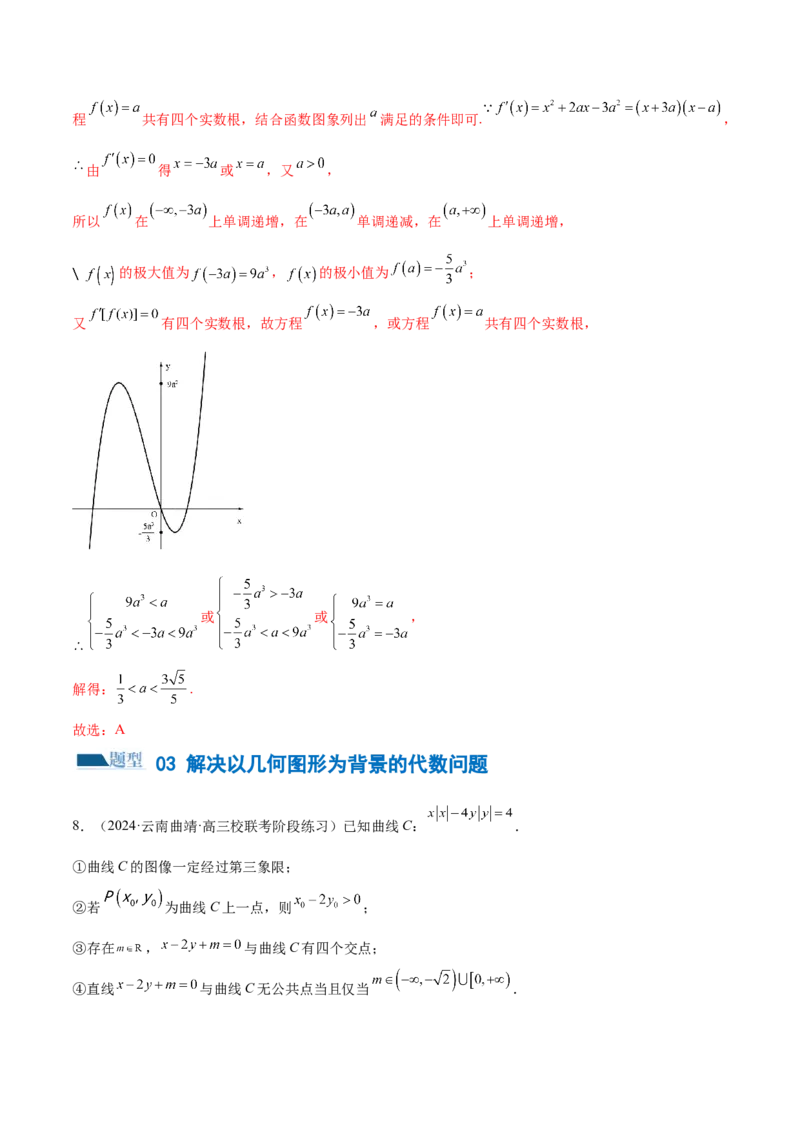思想02运用数形结合的思想方法解题（4大题型）（练习）（解析版）_2.2025数学总复习_2024年新高考资料_2.2024二轮复习_2024年高考数学二轮复习讲练（新教材新高考）