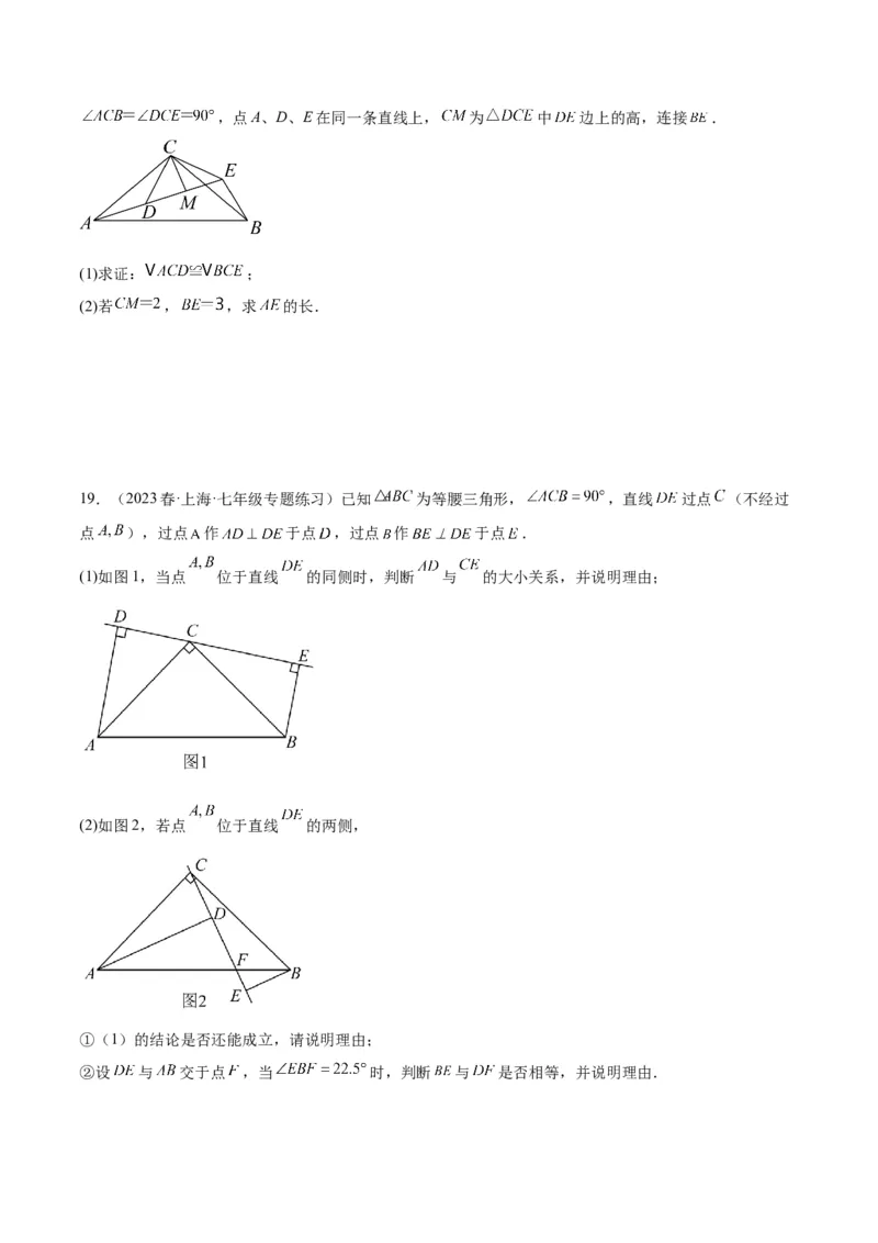 专题05全等三角形常见七大必考模型专训（学生版）_初中数学_八年级数学上册（人教版）_重难点专题提升-V7_2024版