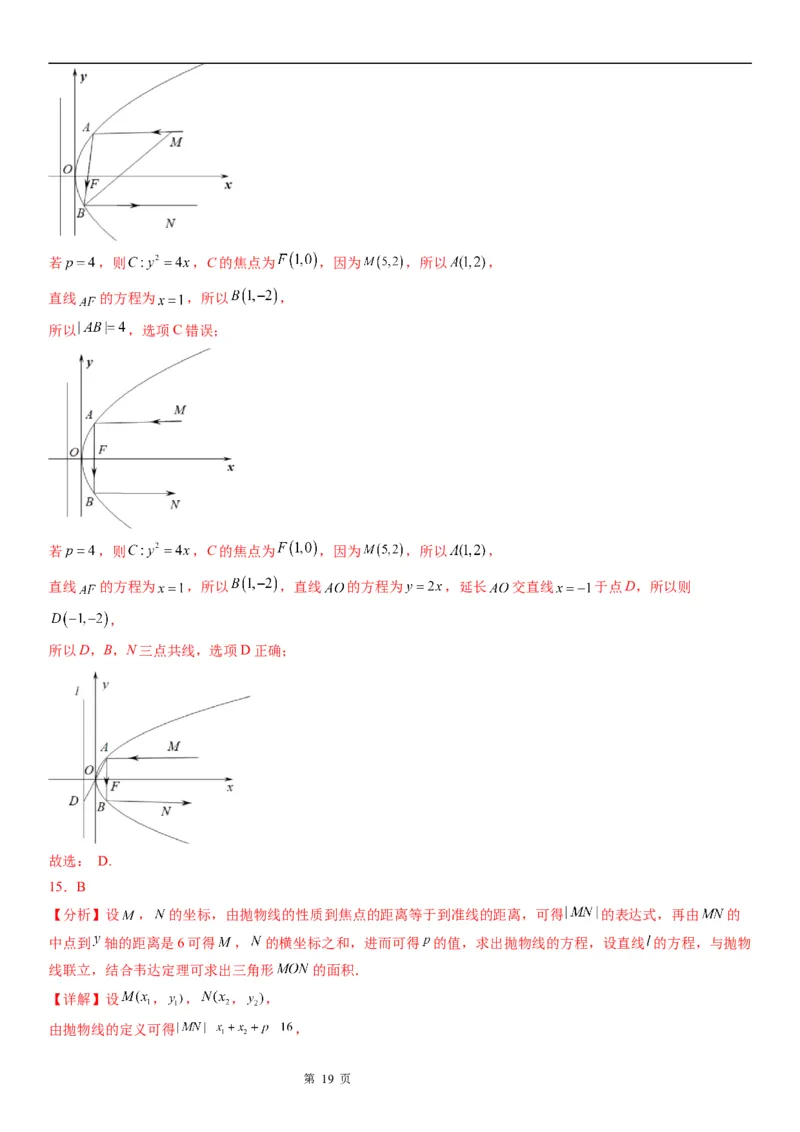 微专题抛物线焦点弦的性质学案&mdash;&mdash;2023届高考数学一轮《考点&middot;题型&middot;技巧》精讲与精练_2.2025数学总复习_赠品通用版（老高考）复习资料_一轮复习