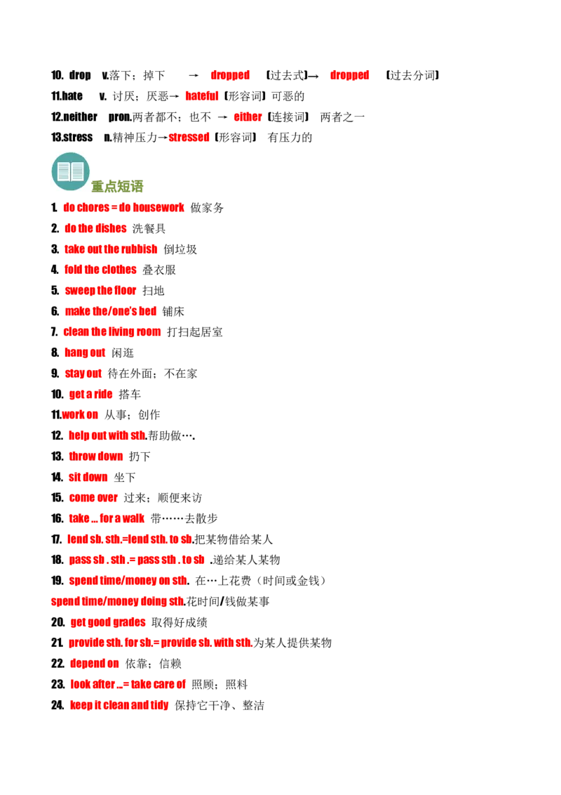 考点清单01Unit1~Unit5(重点单词变形、词组、句型）-八（人教版）_新人教八下资料包_35赠送其它_八年级英语下册（人教版）_期末专项复习-U302_2025版
