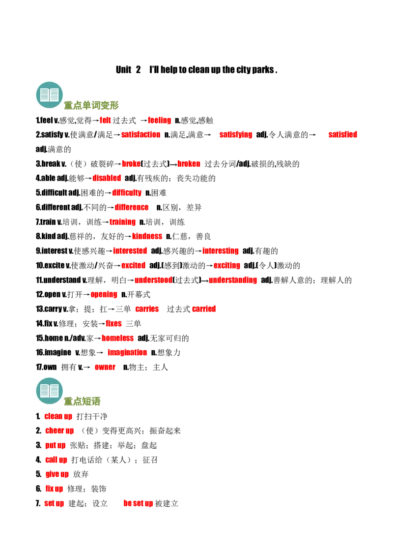 考点清单01Unit1~Unit5(重点单词变形、词组、句型）-八（人教版）_新人教八下资料包_35赠送其它_八年级英语下册（人教版）_期末专项复习-U302_2025版