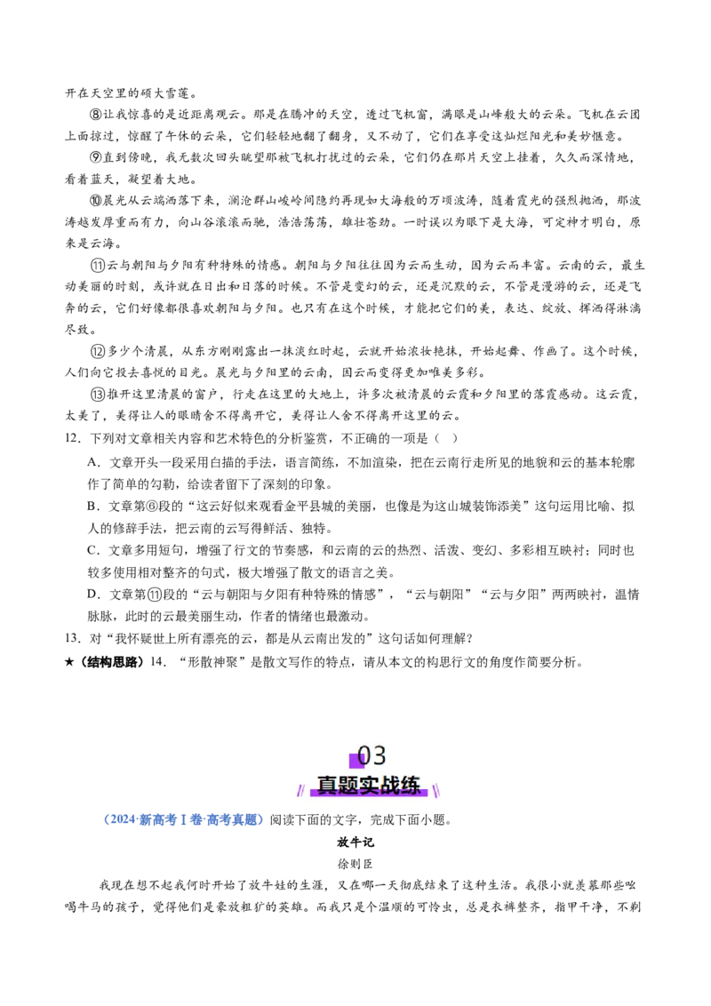 专题11思路结构题（练习）（原卷版）_01高考语文_52025年新高考资料_二轮复习_01高考语文等多个文件_上好课2025年高考语文二轮复习讲练测（新高考通用）