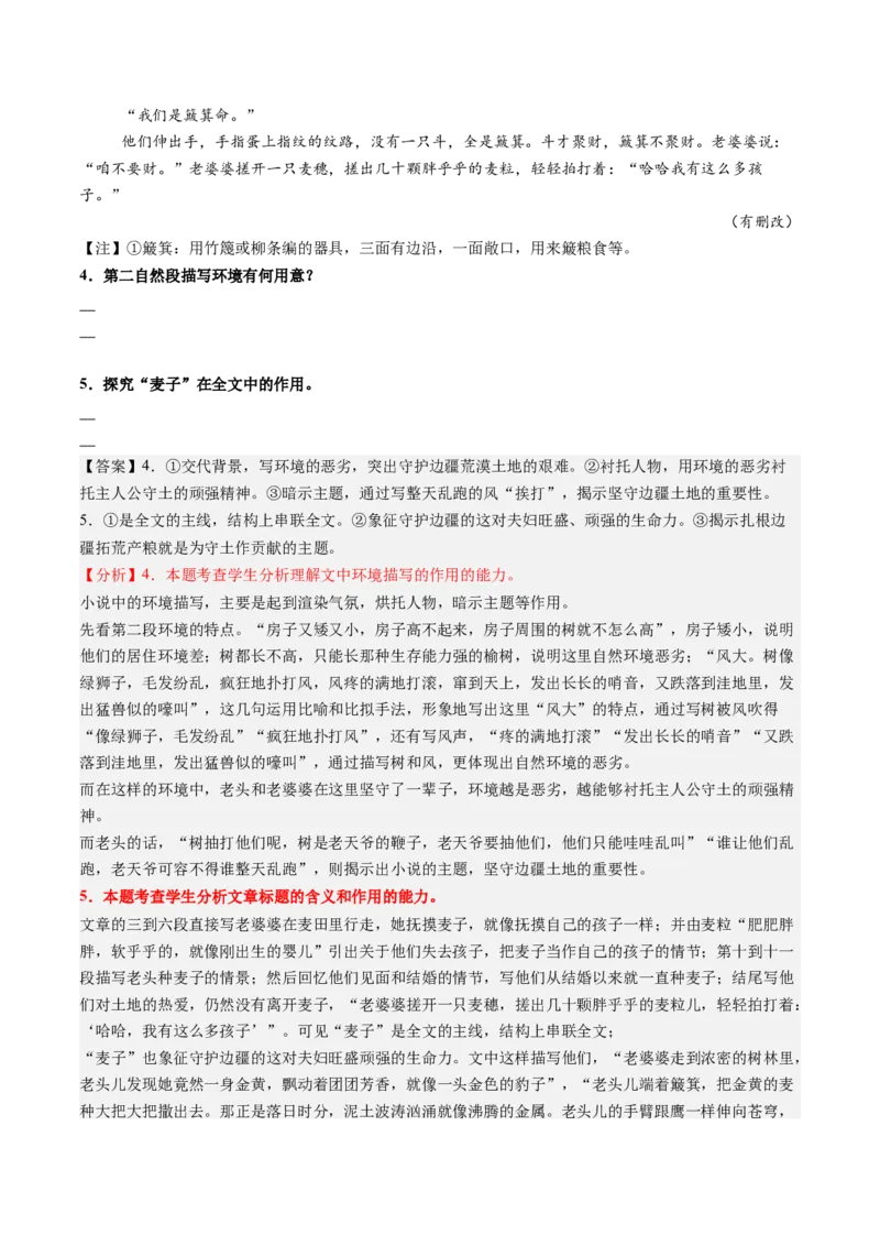 专题08情节、人物、环境作用题（讲义）（解析版）_01高考语文_52025年新高考资料_二轮复习_01高考语文等多个文件_上好课2025年高考语文二轮复习讲练测（新高考通用）