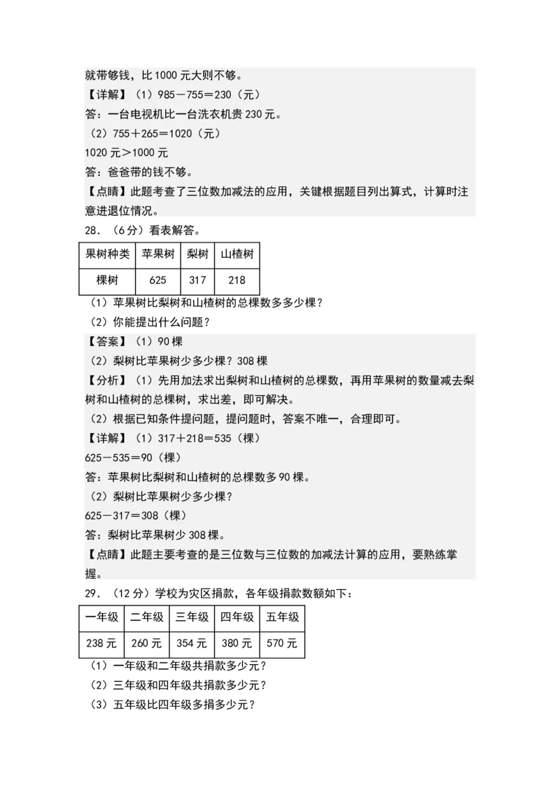 第六单元两、三位数的加法和减法（单元测试）-二年级数学下册（解析版）（苏教版）_二年级数学下册（苏教版）_第四套_单元测试