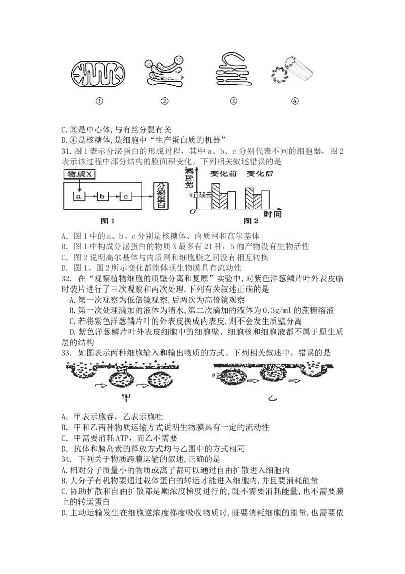 2022-2023年辽宁省六校协作体高一上学期期中考试生物试卷_高中九科知识点归纳。_人教版高中Word电子版试卷练习试题知识点全科_高中生物试卷习题_生物必修_必修1
