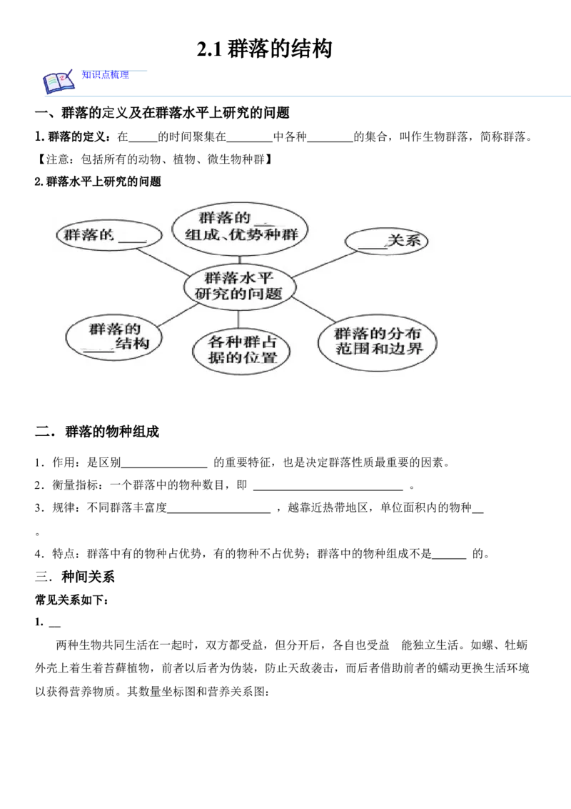 2.1群落的结构（解析版）_高中九科知识点归纳。_人教版高中Word电子版试卷练习试题知识点全科_高中生物试卷习题_生物选修_选修2_人教版生物选修二同步练习（048份）
