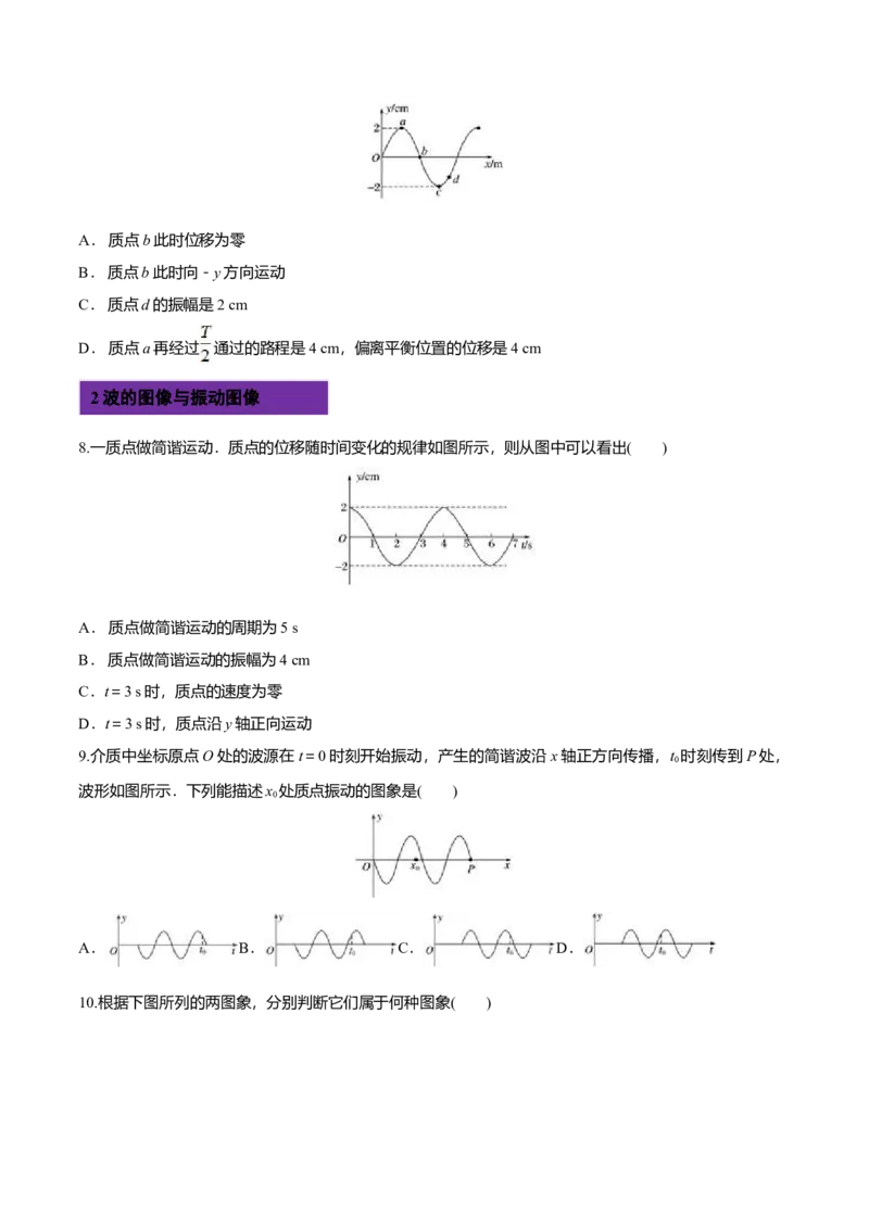 3.2波的描述-2022-2023学年高二物理课后练（人教版2019）（原卷版）_高中九科知识点归纳。_人教版高中Word电子版试卷练习试题知识点全科_高中物理试卷习题_物理选修_选修1_同步练习2023