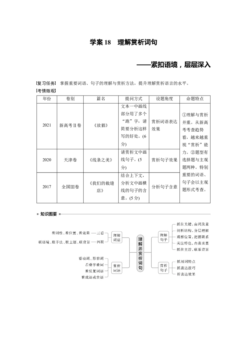 板块三　学案18　理解赏析词句&mdash;&mdash;紧扣语境，层层深入_01高考语文_5.22025年新高考资料_2025新高考一轮复习语文_2025语文大一轮复习讲义教师用书Word版文档