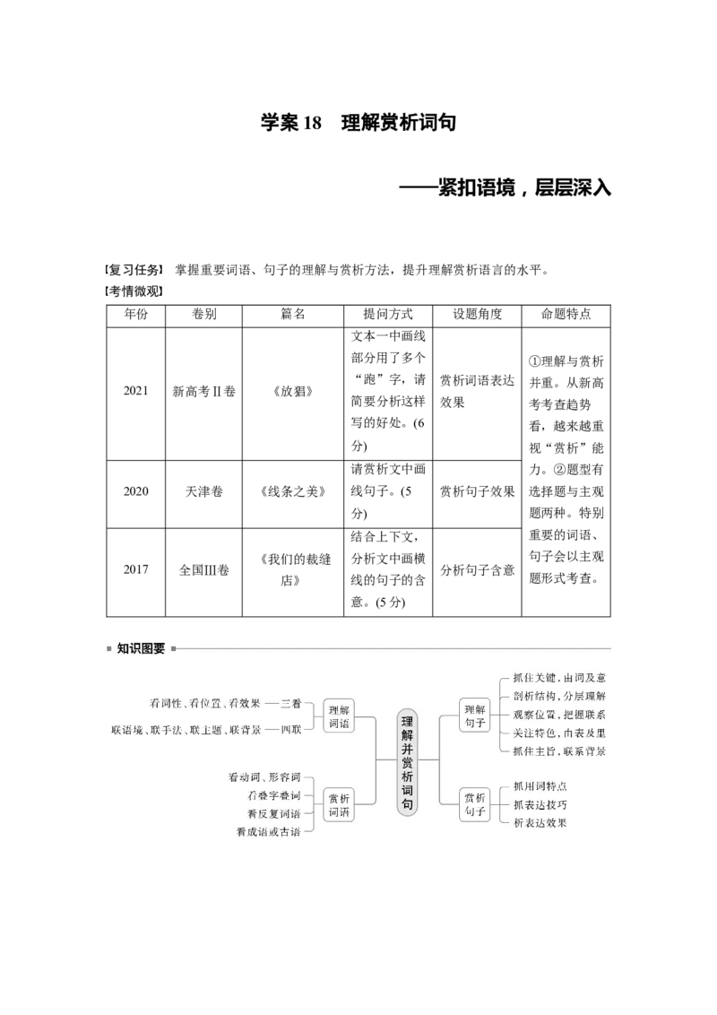板块三　学案18　理解赏析词句&mdash;&mdash;紧扣语境，层层深入_01高考语文_5.22025年新高考资料_2025新高考一轮复习语文_2025语文大一轮复习讲义学生用书Word版文档_大一轮复习讲义
