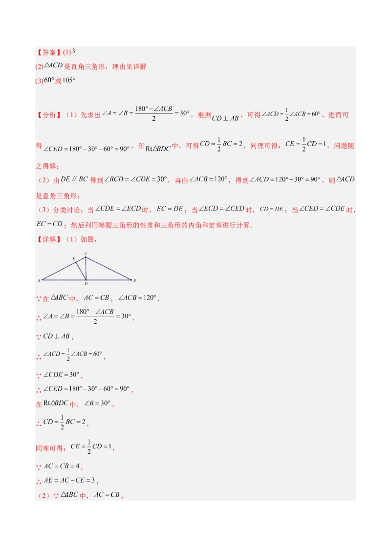 专题08等腰三角形、直角三角形中的分类讨论问题专训（教师版）_初中数学_八年级数学上册（人教版）_重难点专题提升-V7_2024版