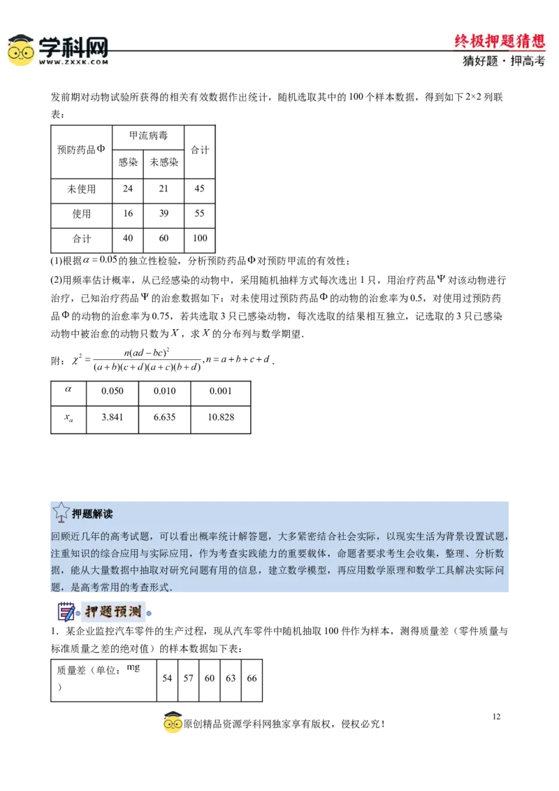 数学-2024年高考终极押题猜想（新高考通用）（原卷版）_2.2025数学总复习_2024年新高考资料_5.2024三轮冲刺_数学-2024年高考终极押题猜想（新高考通用）