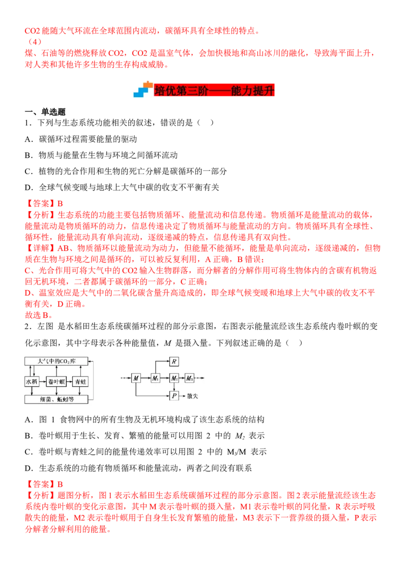 3.3生态系统的物质循环（解析版）_高中九科知识点归纳。_人教版高中Word电子版试卷练习试题知识点全科_高中生物试卷习题_生物选修_选修2_人教版生物选修二同步练习（048份）
