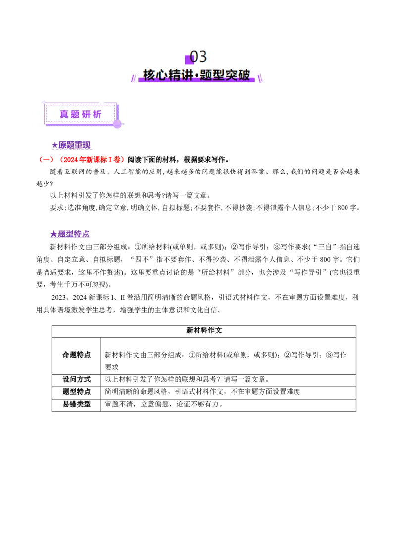 专题28新材料作文审题立意（讲义）（原卷版）_01高考语文_52025年新高考资料_二轮复习_01高考语文等多个文件_上好课2025年高考语文二轮复习讲练测（新高考通用）