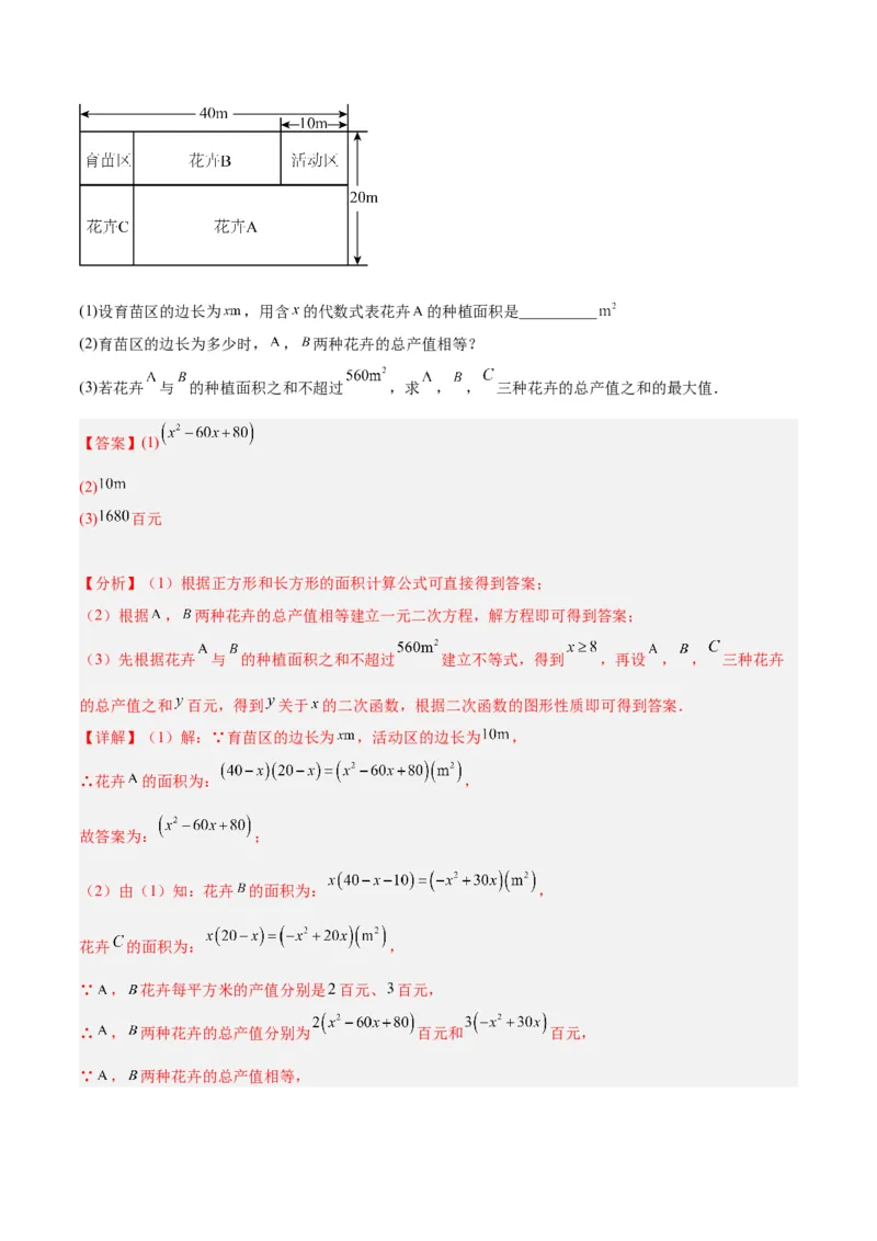 专题09二次函数的最值问题专训（七大题型）（教师版）_初中数学_九年级数学上册（人教版）_重难点专题提升-V7_2024版